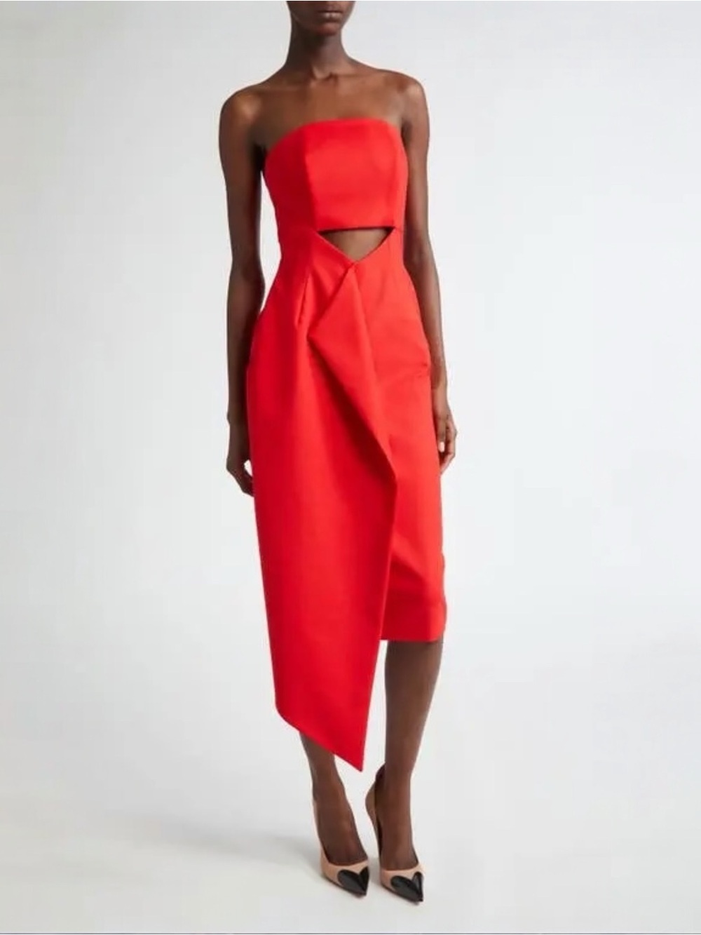 ISRAELLA KOBLA Leta Cutout Strapless Asymmetrical Maxi Midi Cocktail Dress NEW